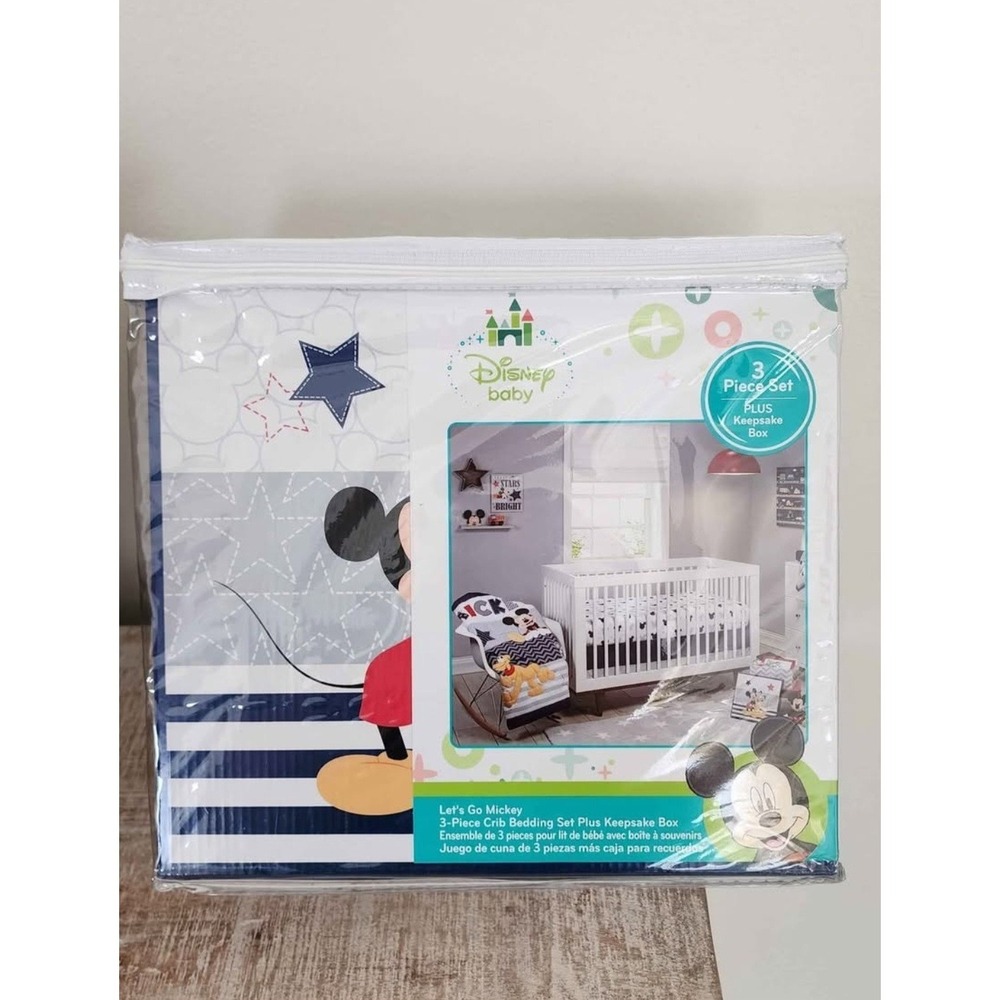 Disney Baby Let's Go Mickey‎ 3-Piece Crib Bedding Set Comforter fitted sheet NEW